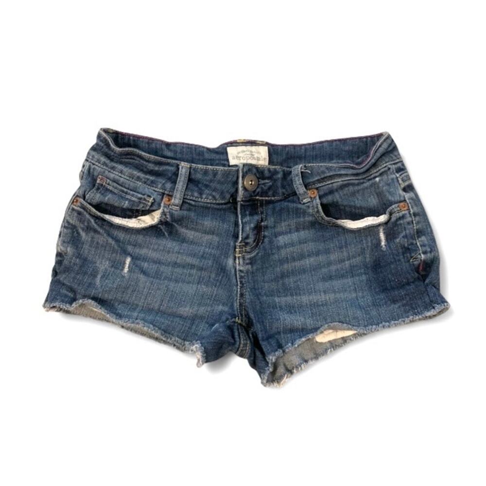 Vintage Y2K Aeropostale Low Rise Micro Mini Denim Shorts Size 1/2